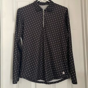 Bette & Court Golf Long Sleeve Collared Polo Polkadot Top